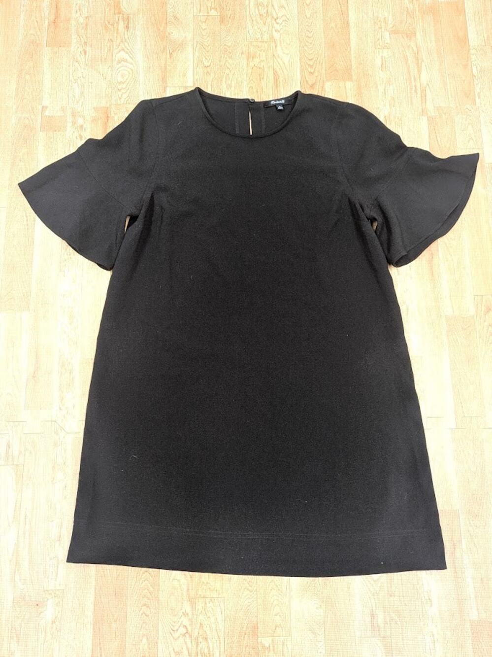 Madewell Crepe Flutter-Sleeve Mini Dress Black Womens Medium
